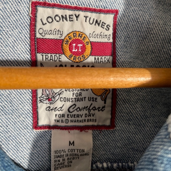 Looney Tunes Vintage Classic Wear Denim Jacket Warner Bros Embroidered Youth M - Picture 5 of 11